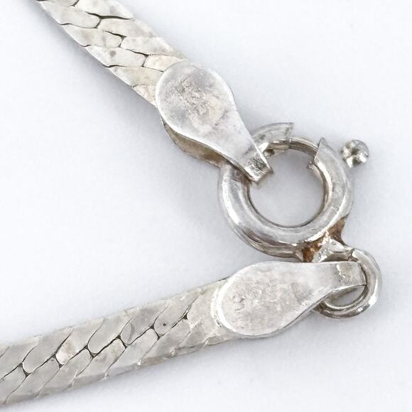 Vintage Sterling Silver 925 Herringbone Chain Bracelet 7" - Picture 3 of 6